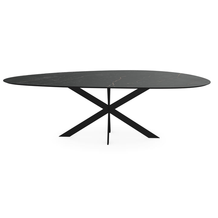 Melamine eettafel marmer zwart - Kiezel Type A - Matrix ultra dun onderstel - {{ product.type }} - Kas20