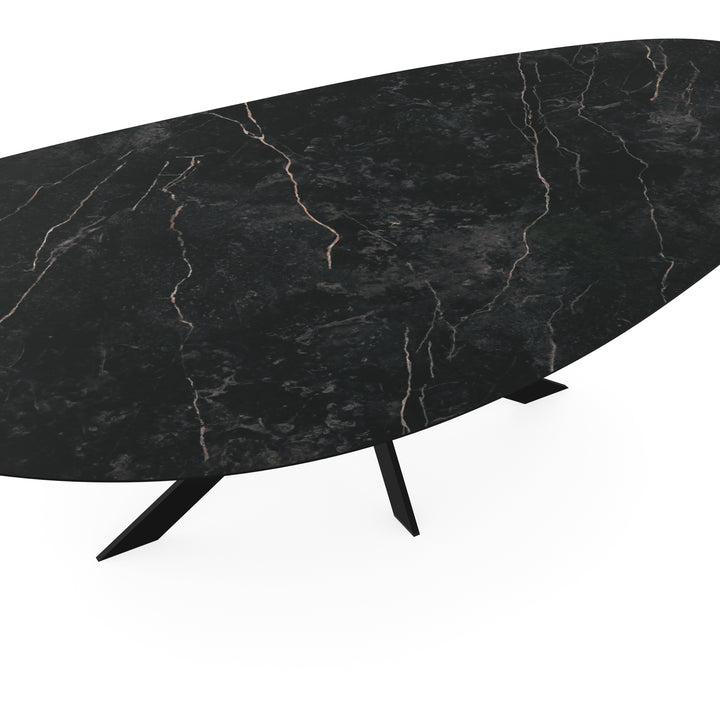 Melamine eettafel marmer zwart - Kiezel Type A - Matrix ultra dun onderstel - {{ product.type }} - Kas20