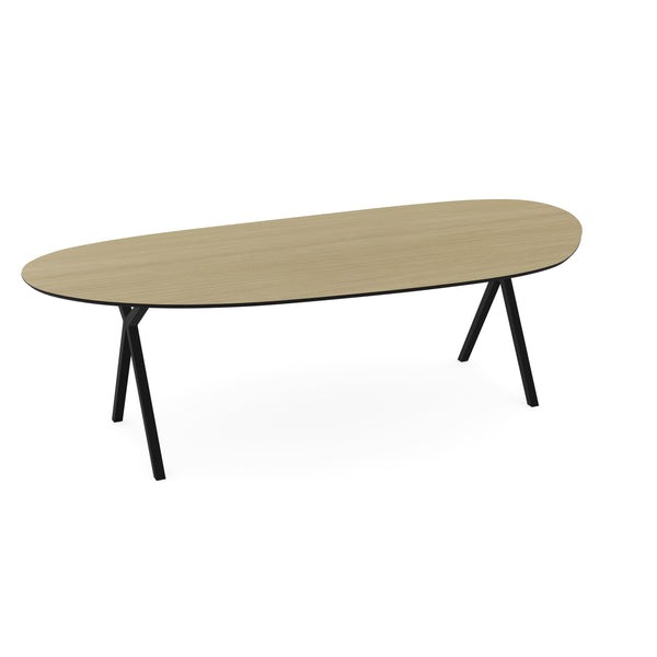 Melamine eettafel eiken licht - Organisch Type A - Scissor onderstel
