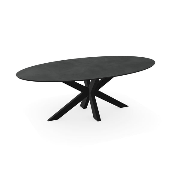 Melamine eettafel beton donker - Ovaal - Matrix dun onderstel