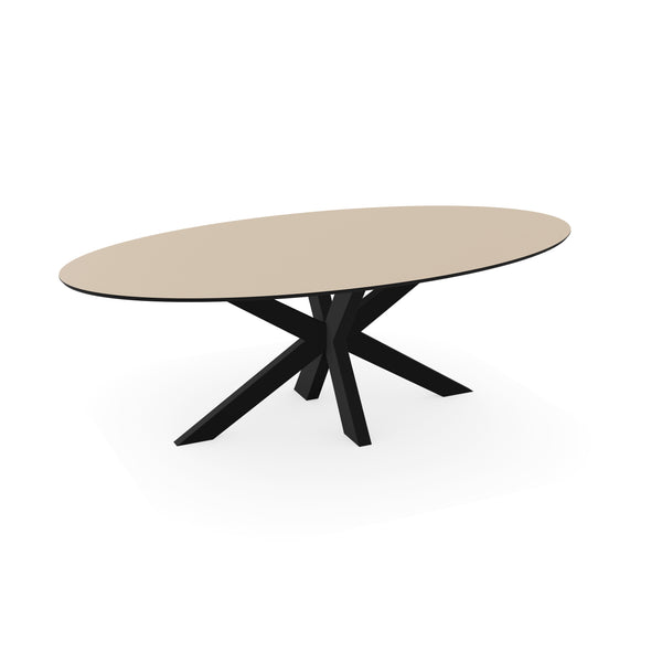 Melamine eettafel beige - Ovaal - Matrix dun onderstel