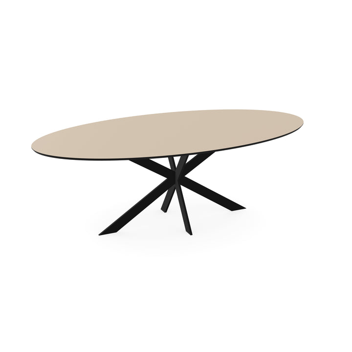 Melamine eettafel beige - Ovaal - Matrix ultra dun zwart - {{ product.type }} - Kas20