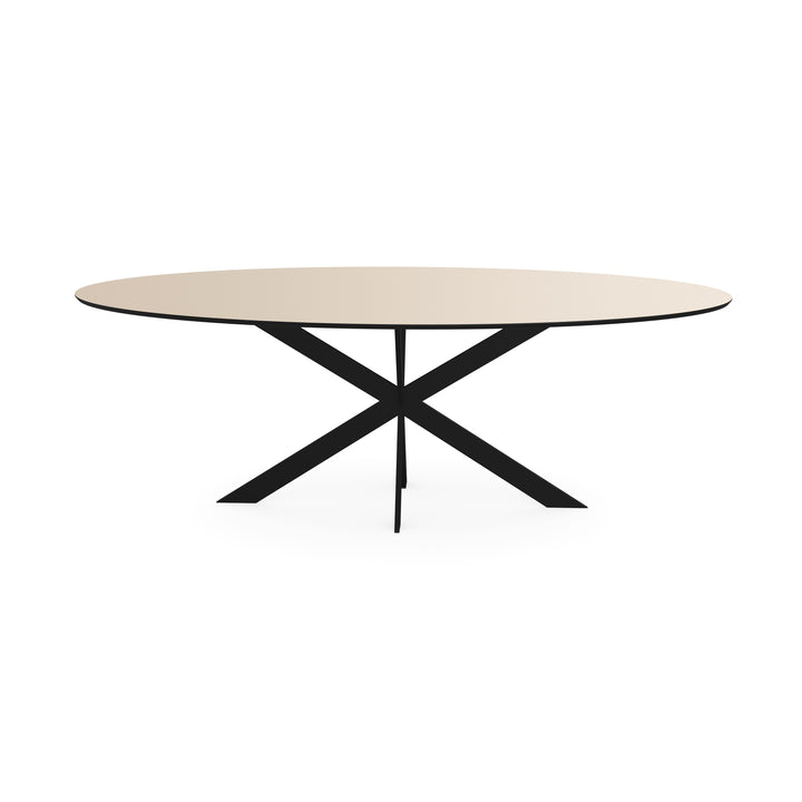 Melamine eettafel beige - Ovaal - Matrix ultra dun zwart - {{ product.type }} - Kas20