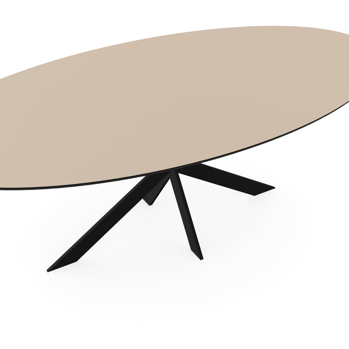 Melamine eettafel beige - Ovaal - Matrix ultra dun zwart - {{ product.type }} - Kas20