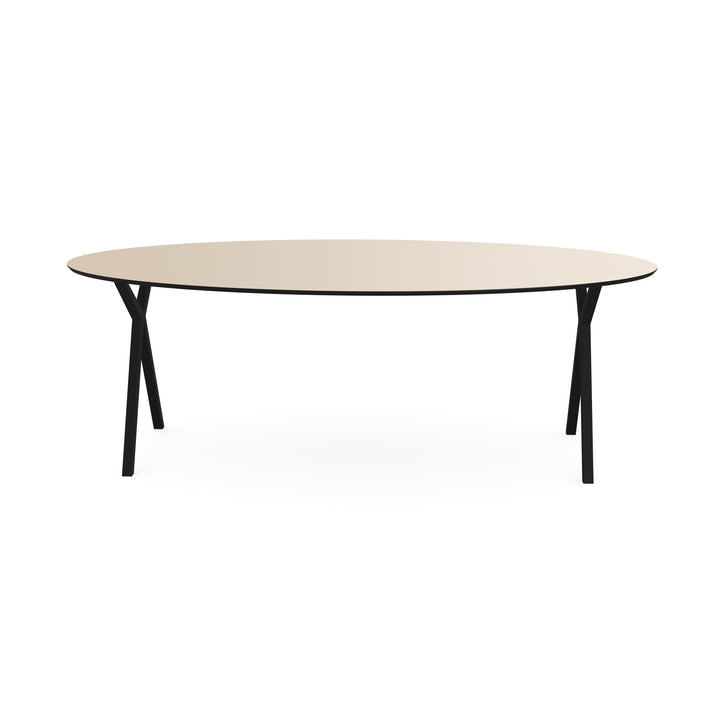 Melamine eettafel beige - Ovaal - Scissor onderstel - {{ product.type }} - Kas20