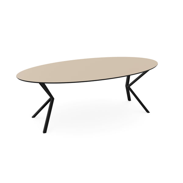 Melamine eettafel beige - Ovaal - VV onderstel