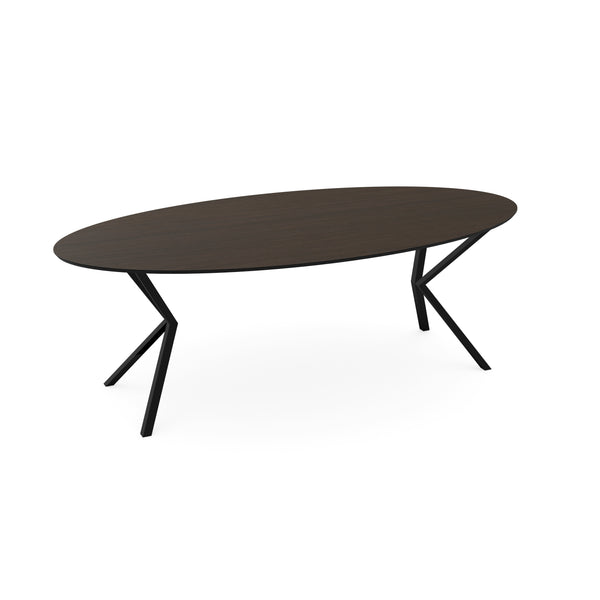 Melamine eettafel eiken bruin - Ovaal - VV onderstel