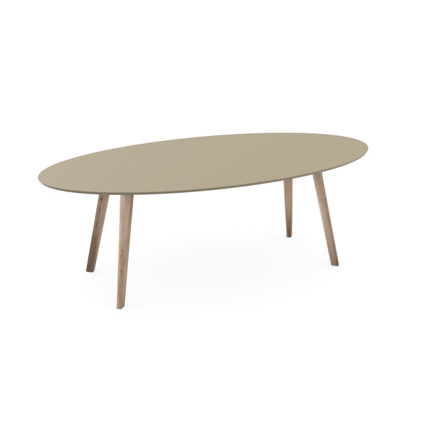 Melamine eettafel dark ecru - ovaal - Schuine i Naturel