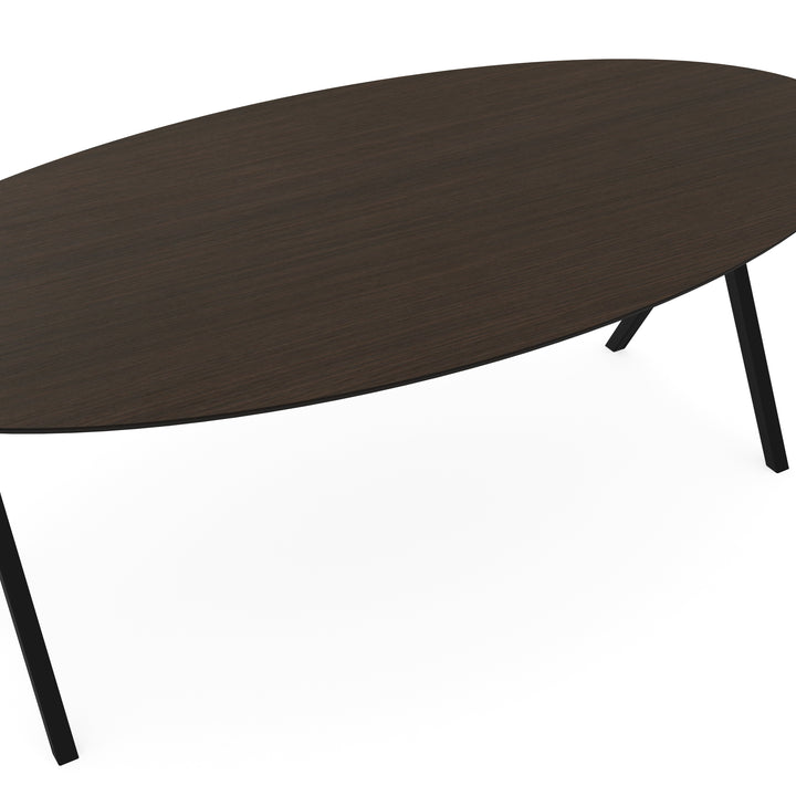 Melamine eettafel eiken bruin - Ovaal - Scissor zwart - {{ product.type }} - Kas20