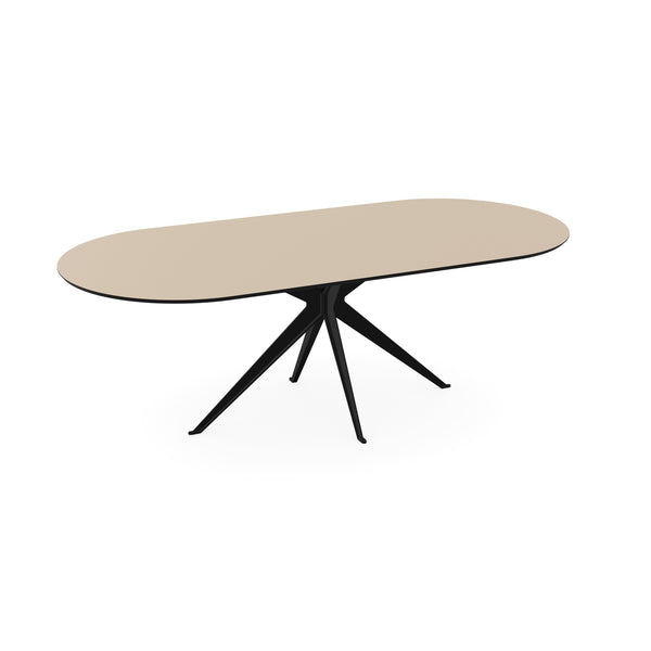 Melamine eettafel beige - Plat ovaal - Anna onderstel