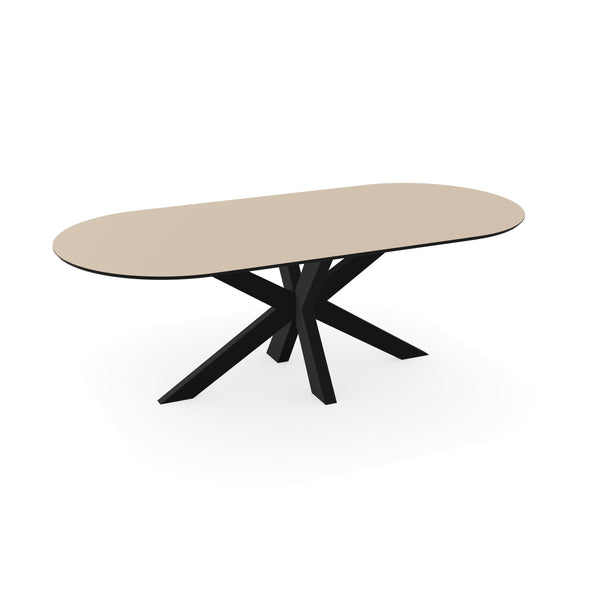 Melamine eettafel beige - Plat ovaal - Matrix dun onderstel