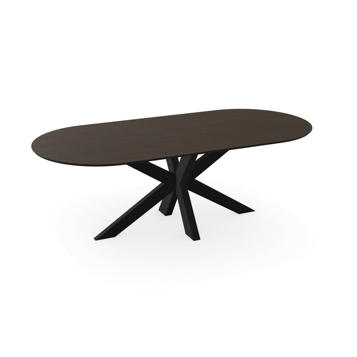 Melamine eettafel eiken bruin - Plat ovaal - Matrix dun onderstel - {{ product.type }} - Kas20