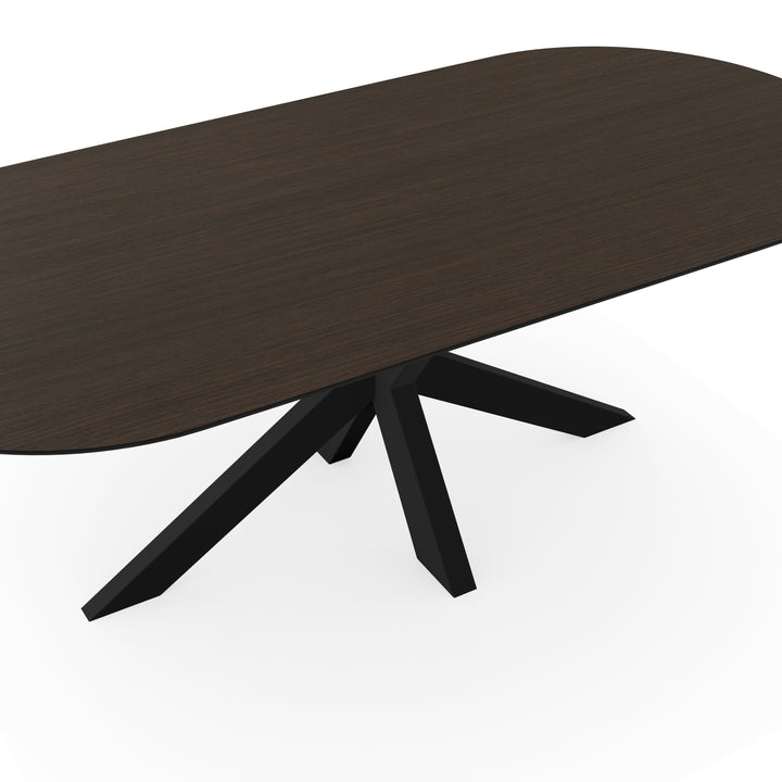 Melamine eettafel eiken bruin - Plat ovaal - Matrix dun onderstel - {{ product.type }} - Kas20