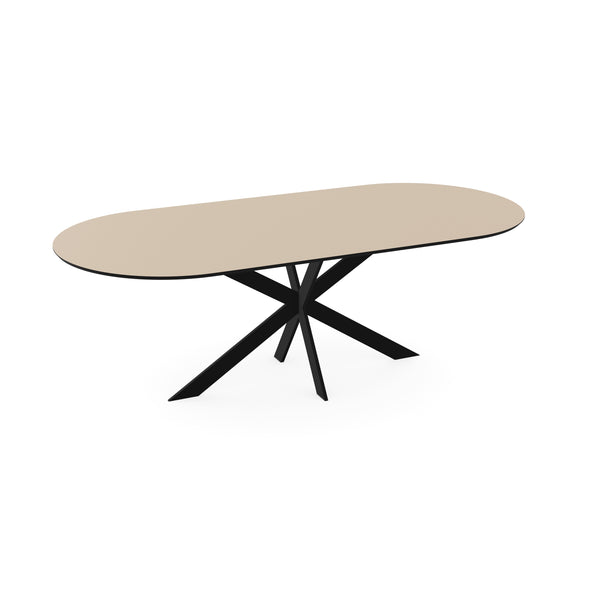 Melamine eettafel beige - Plat ovaal - Matrix ultra dun onderstel