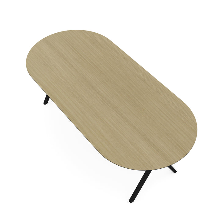 Melamine eettafel eiken licht - Plat ovaal - Scissor onderstel - {{ product.type }} - Kas20