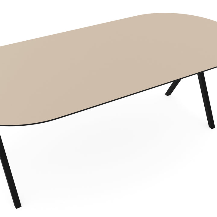 Melamine eettafel beige - Plat ovaal - Scissor onderstel - {{ product.type }} - Kas20