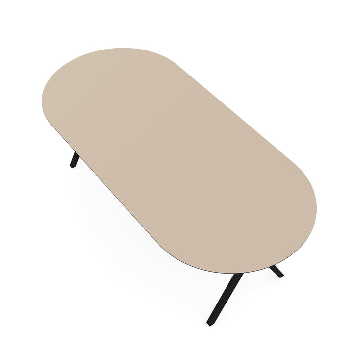 Melamine eettafel beige - Plat ovaal - Scissor onderstel - {{ product.type }} - Kas20