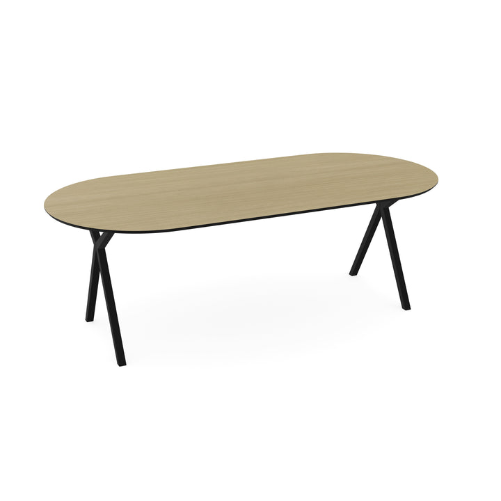 Melamine eettafel eiken licht - Plat ovaal - Scissor onderstel - {{ product.type }} - Kas20