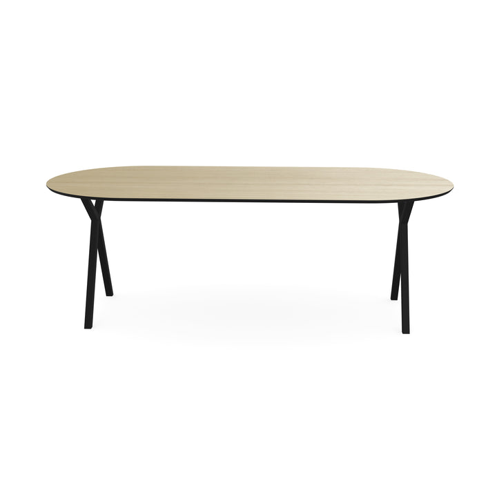 Melamine eettafel eiken licht - Plat ovaal - Scissor onderstel - {{ product.type }} - Kas20