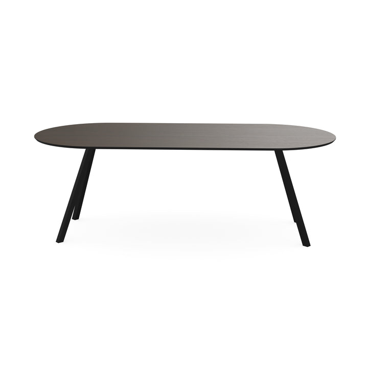 Melamine eettafel eiken bruin - Plat ovaal - Schuine i onderstel - {{ product.type }} - Kas20
