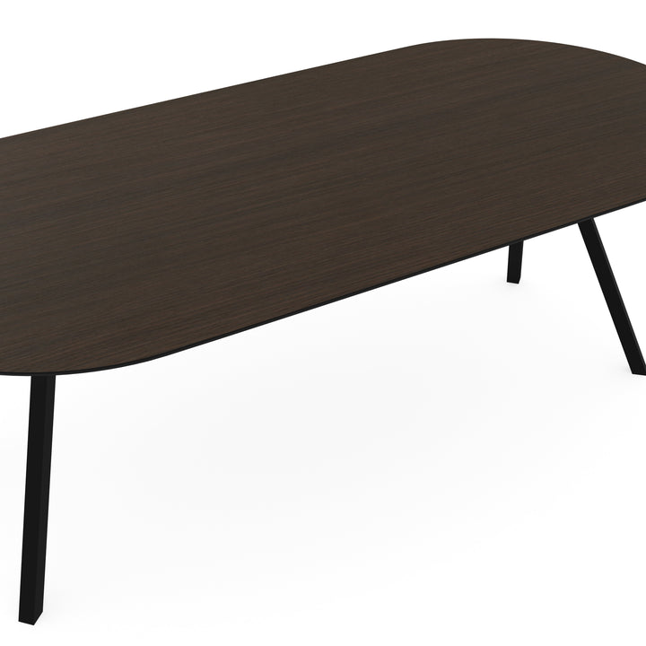 Melamine eettafel eiken bruin - Plat ovaal - Schuine i onderstel - {{ product.type }} - Kas20
