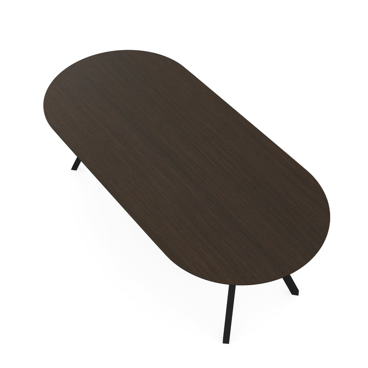Melamine eettafel eiken bruin - Plat ovaal - Schuine i onderstel - {{ product.type }} - Kas20