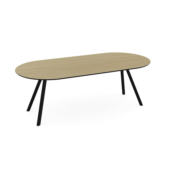 Melamine eettafel eiken licht - Plat ovaal - Schuine i onderstel