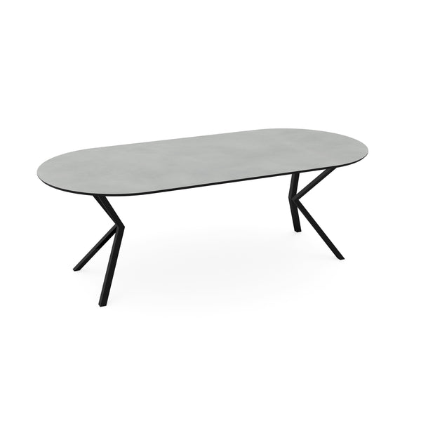 Melamine eettafel beton licht - Plat ovaal - VV onderstel