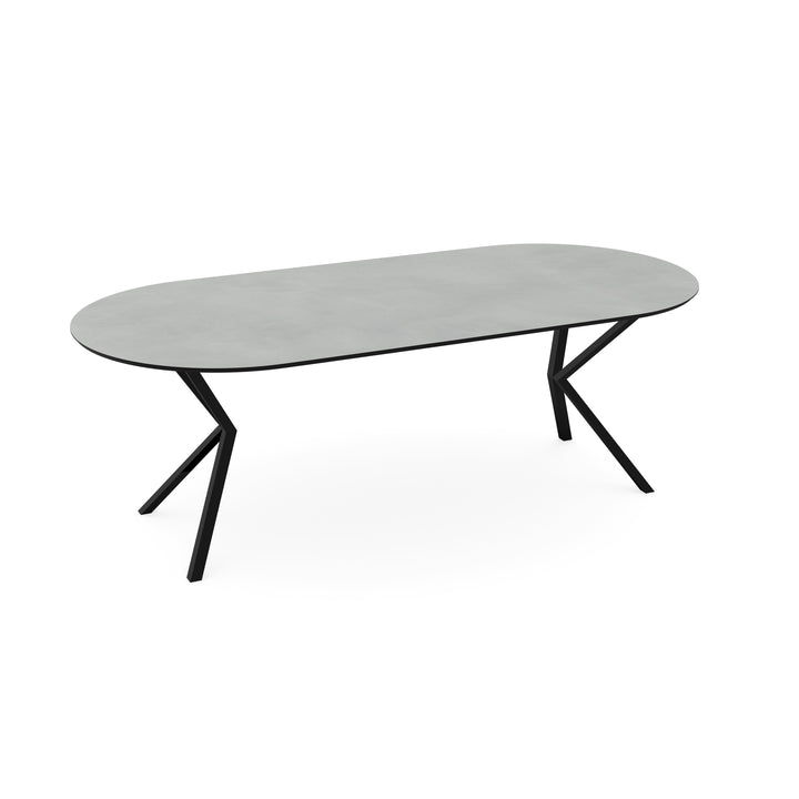 Melamine eettafel beton licht - Plat ovaal - VV onderstel - {{ product.type }} - Kas20