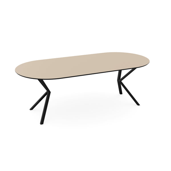 Melamine eettafel beige - Plat ovaal - VV onderstel