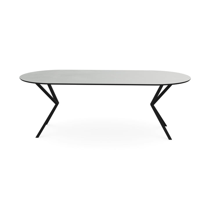 Melamine eettafel beton licht - Plat ovaal - VV onderstel - {{ product.type }} - Kas20
