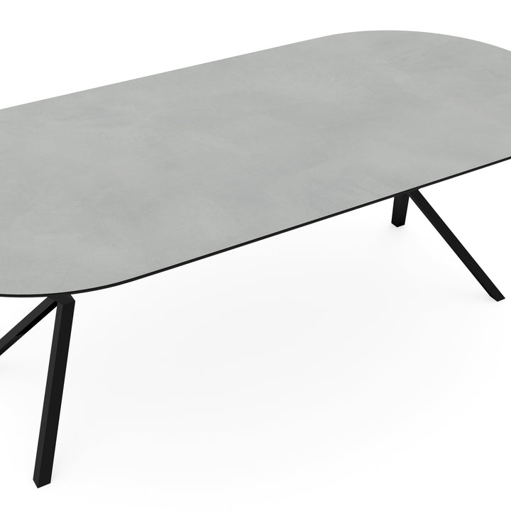 Melamine eettafel beton licht - Plat ovaal - VV onderstel - {{ product.type }} - Kas20