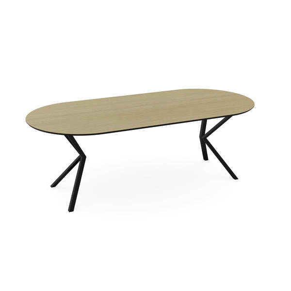 Melamine eettafel eiken licht - Plat ovaal - VV onderstel