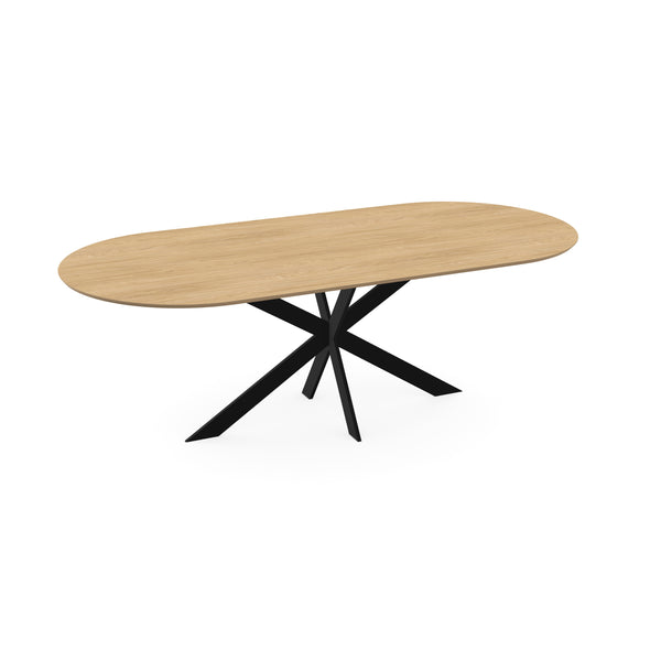 Melamine eettafel Casella Eiken licht natuur - Plat ovaal - Matrix Zwart