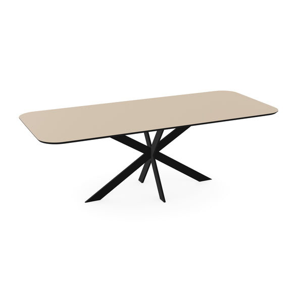 Melamine eettafel beige - Recht radius - Matrix ultra dun onderstel