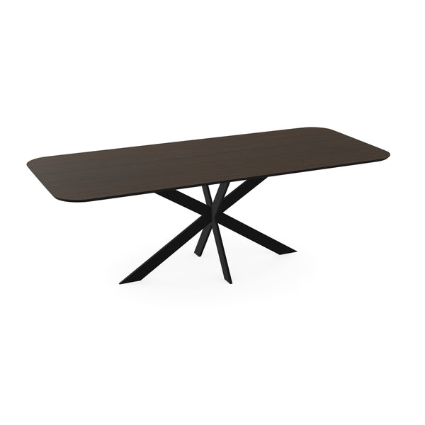 Melamine eettafel eiken bruin - Recht radius - Matrix ultra dun onderstel