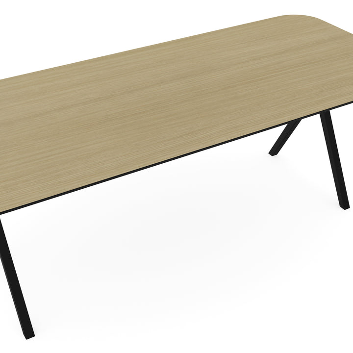 Melamine eettafel eiken licht - Recht radius - Scissor onderstel - {{ product.type }} - Kas20