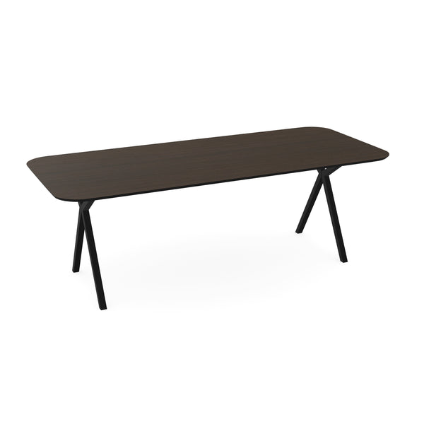 Melamine eettafel eiken bruin - Recht radius - Scissor onderstel - {{ product.type }} - Kas20