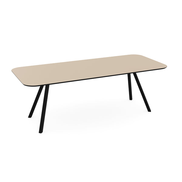 Melamine eettafel beige - Recht radius - Schuine i zwart