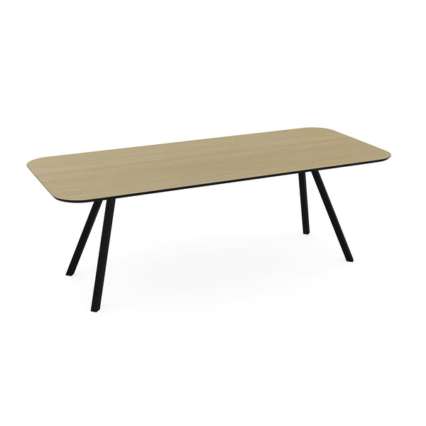 Melamine eettafel eiken licht - Recht radius - Schuine i onderstel