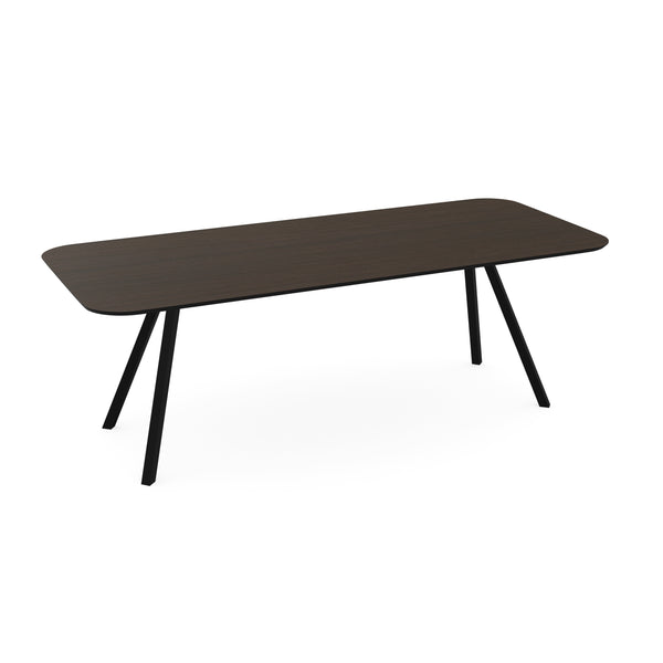 Melamine eettafel eiken bruin - Recht radius - Schuine i onderstel