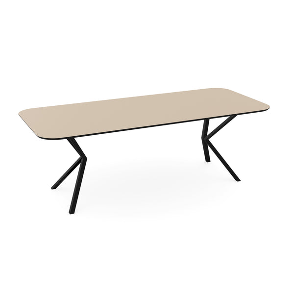 Melamine eettafel beige - Recht radius - VV onderstel