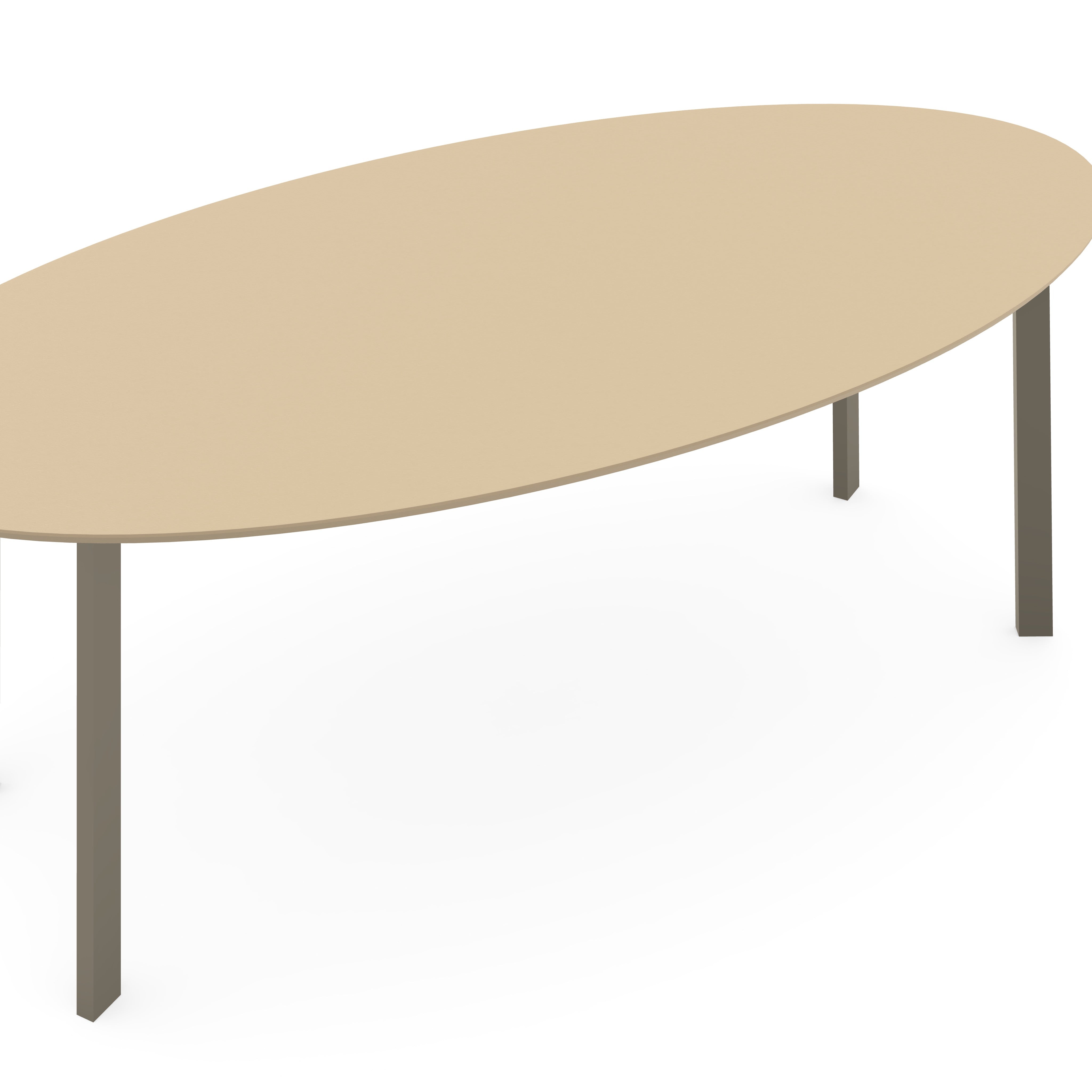 Melamine eettafel Beige - Ovaal - I poot schuin onderstel