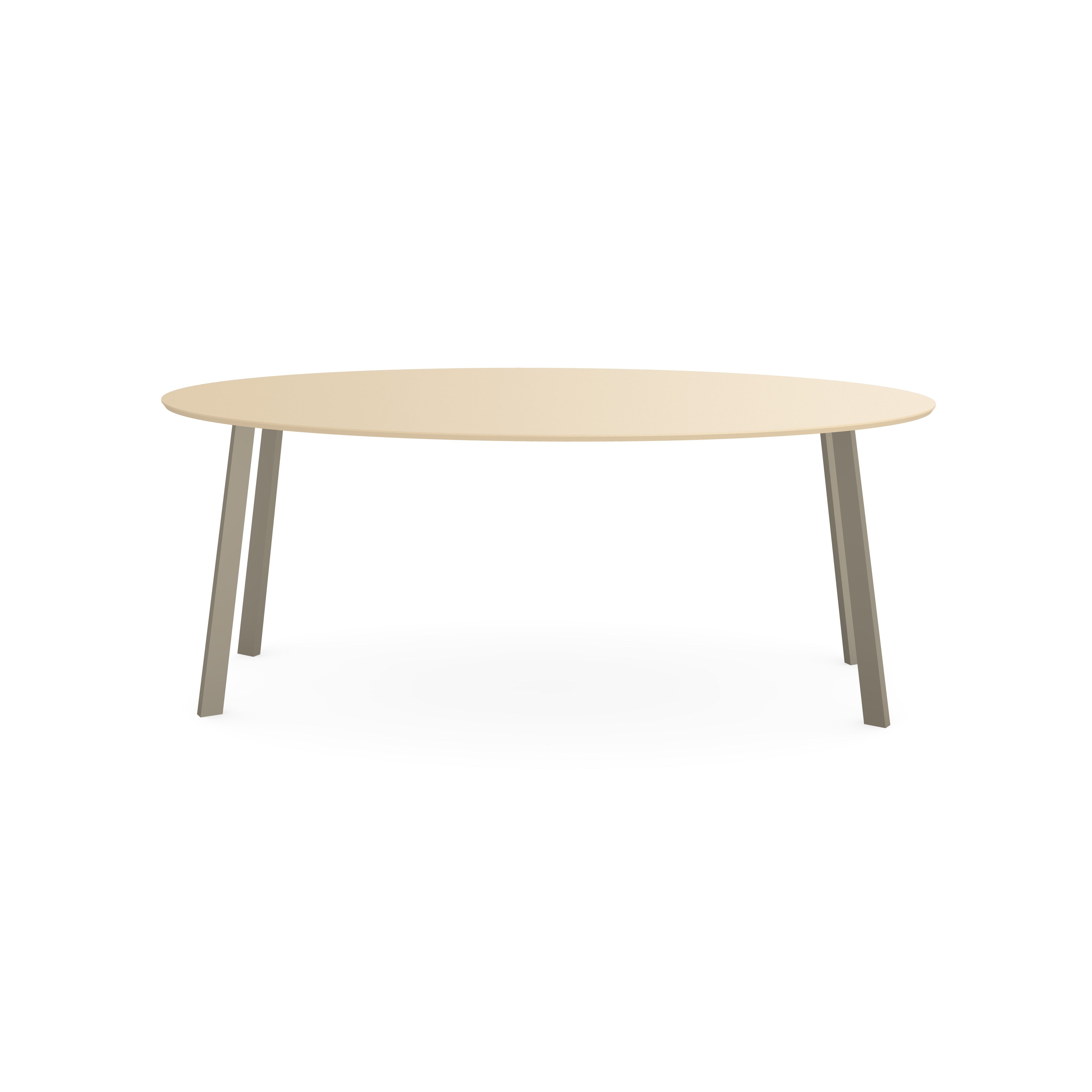 Melamine eettafel Beige - Ovaal - I poot schuin onderstel