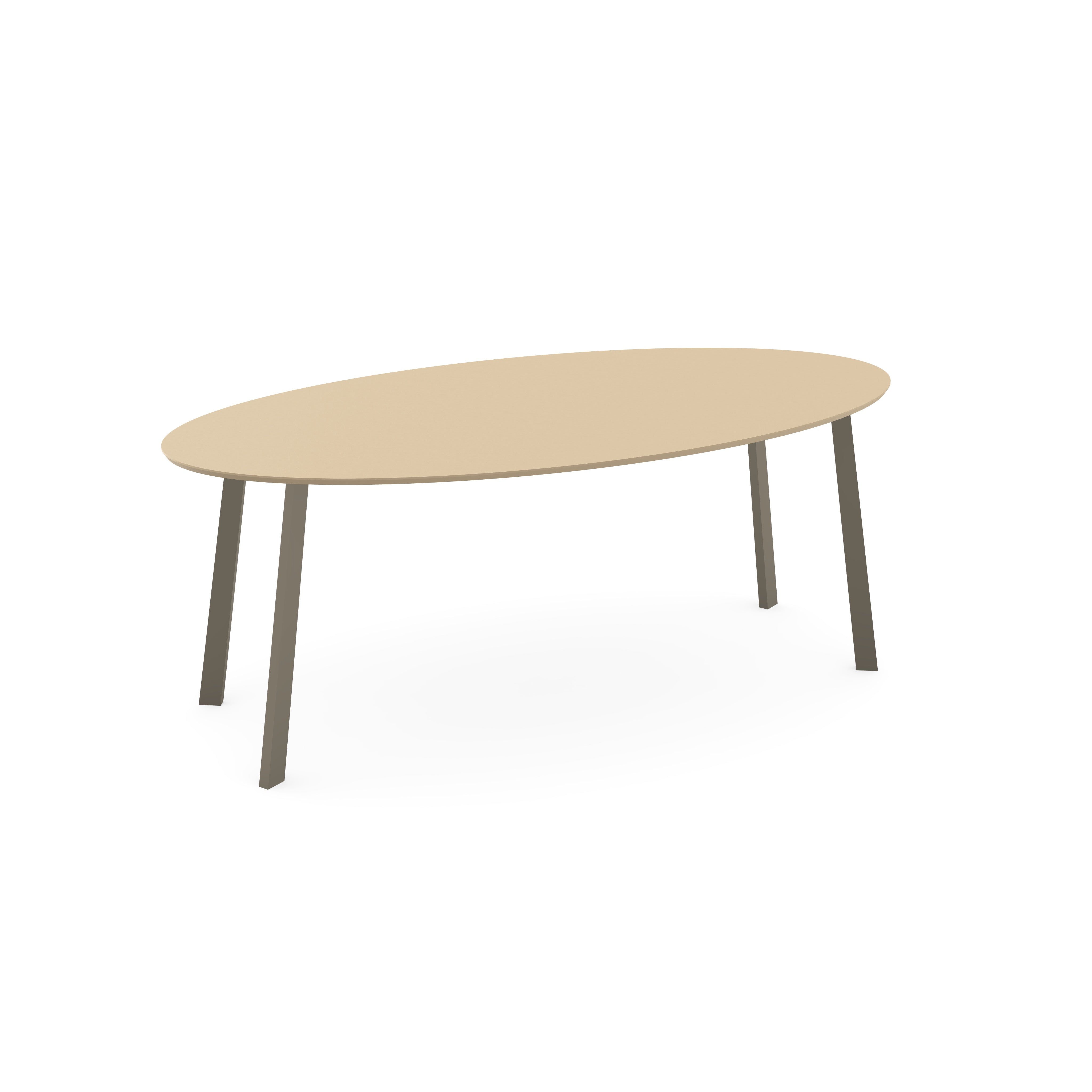 Melamine eettafel Beige - Ovaal - I poot schuin onderstel