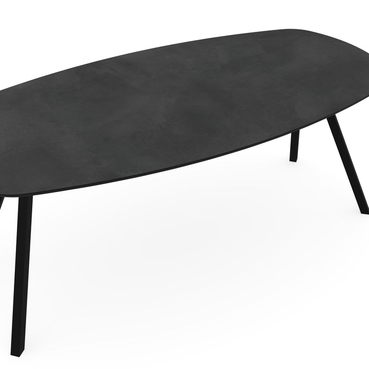 Melamine eettafel beton donker - Deens ovaal - Schuine i zwart - {{ product.type }} - Kas20