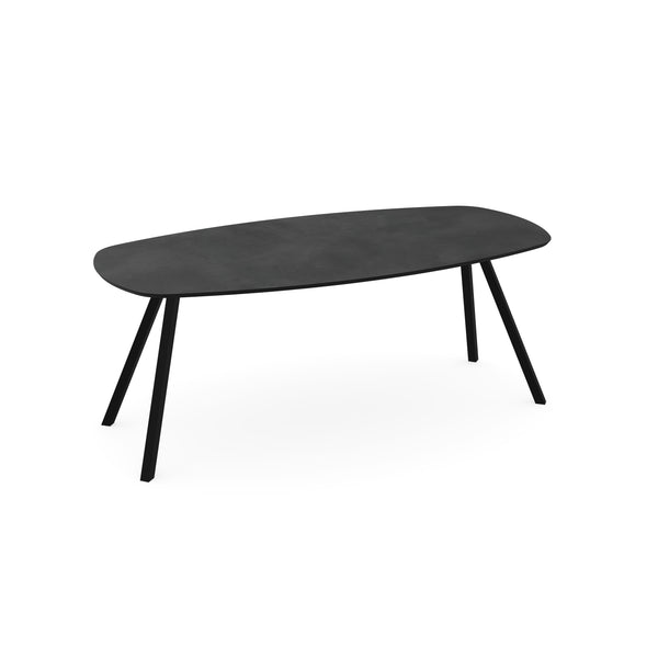 Melamine eettafel beton donker - Deens ovaal - Schuine i zwart