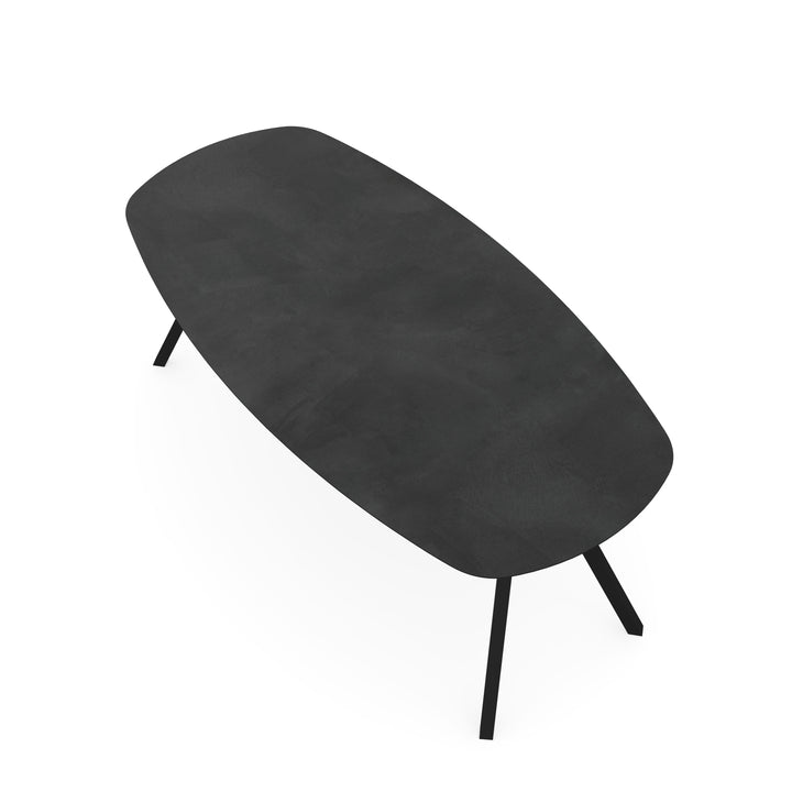 Melamine eettafel beton donker - Deens ovaal - Schuine i zwart - {{ product.type }} - Kas20