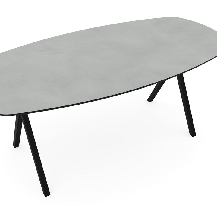 Melamine eettafel beton licht - Deens ovaal - Scissor zwart - {{ product.type }} - Kas20