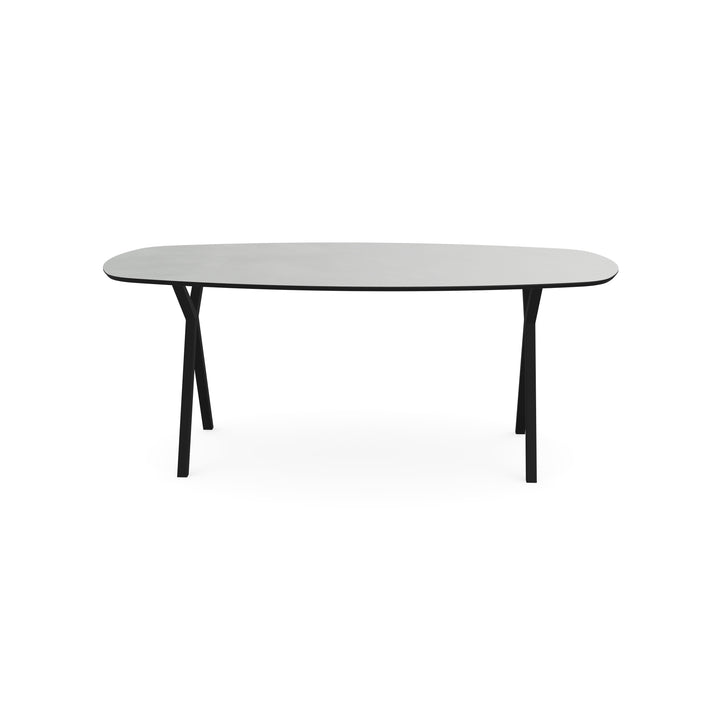 Melamine eettafel beton licht - Deens ovaal - Scissor zwart - {{ product.type }} - Kas20